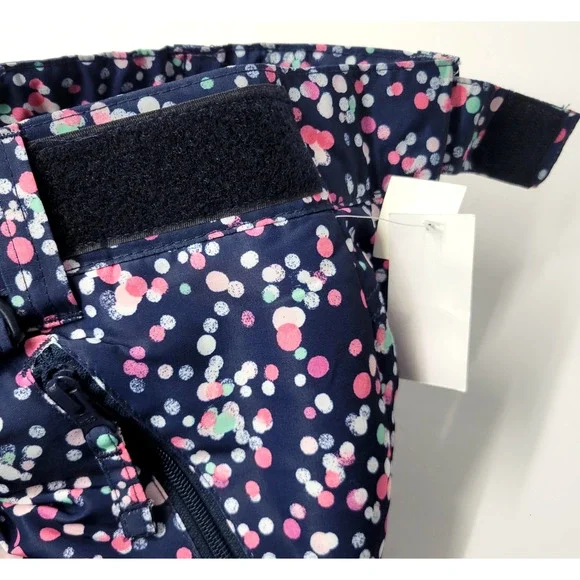 New Roebuck & Co Snow Pants Girls Large 14 Navy Blazer Water Resistant Dots - Picture 7 of 16